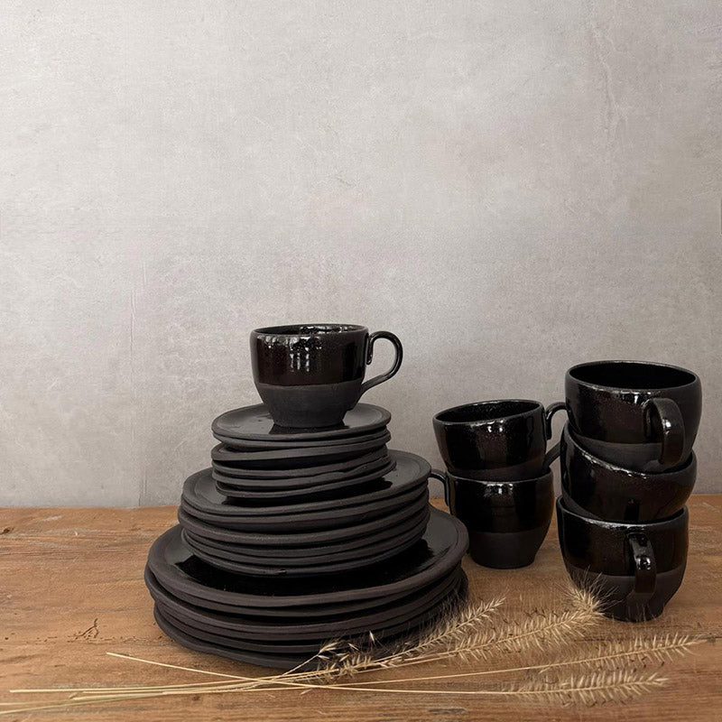 Keramik Geschirr JOLO schwarz, Kaffeeservice .