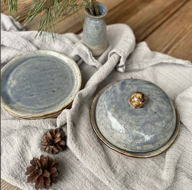 BOHEMIAN Blue Keramikbutterdose rund - FRANZARTKERAMIK