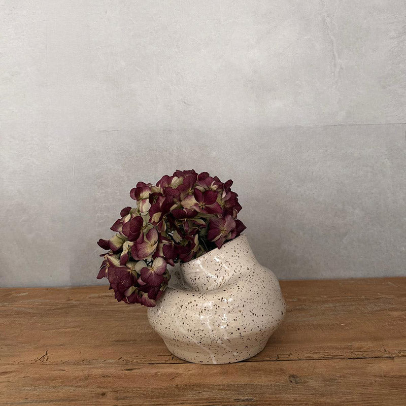 Keramikvase mit Falten, BOHEMIAN White - Unikat - FRANZARTKERAMIK