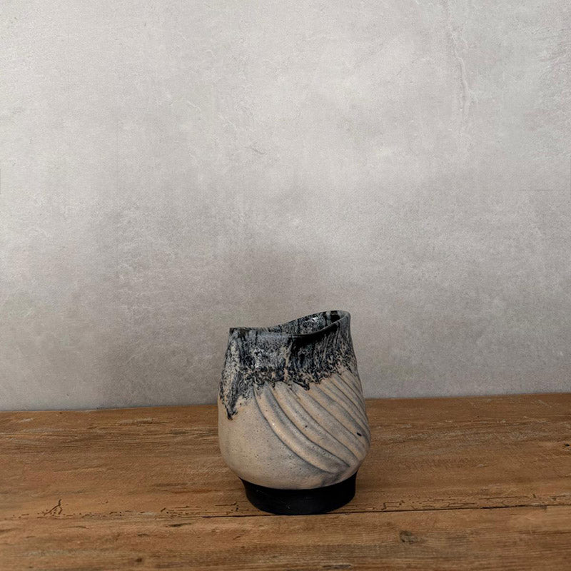 Keramikvase in schwarz/weiß/blau - FRANZARTKERAMIK