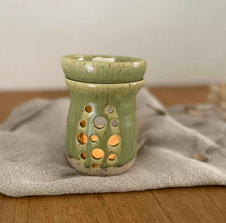 Duftlampe aus Keramik, Aromalampe mit Duftmelts, grün