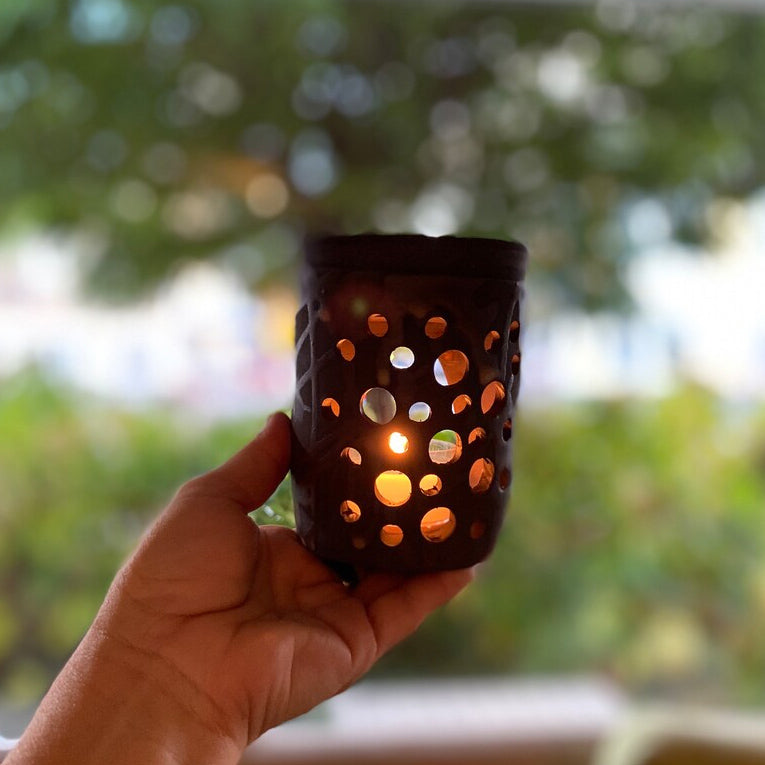 Duftlampe aus Keramik, Aromalampe mit Duftmelts, beige und matt