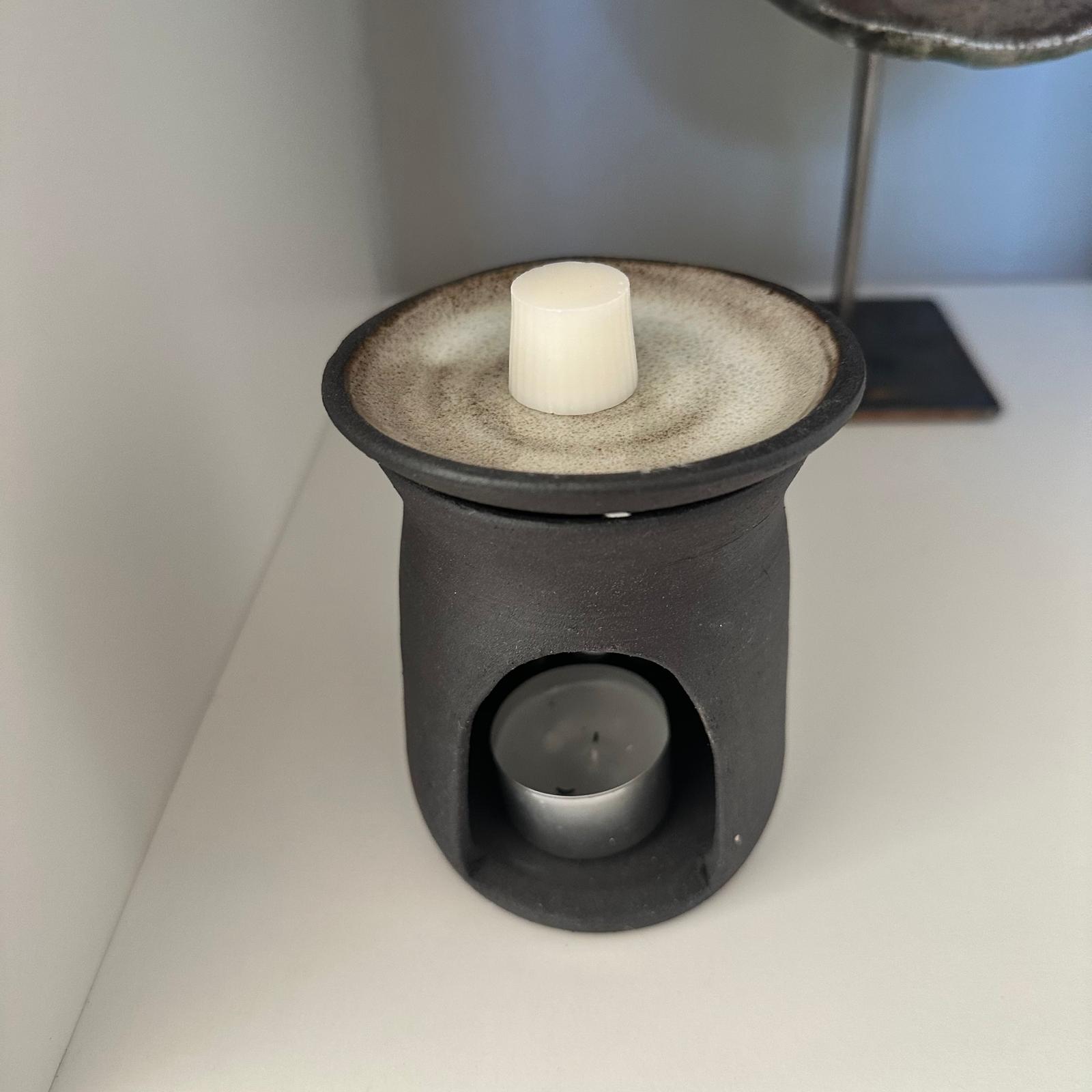 Duftlampe Schwarz - Windlicht mit separater Duftschale in weiß, mit Duftmelts
