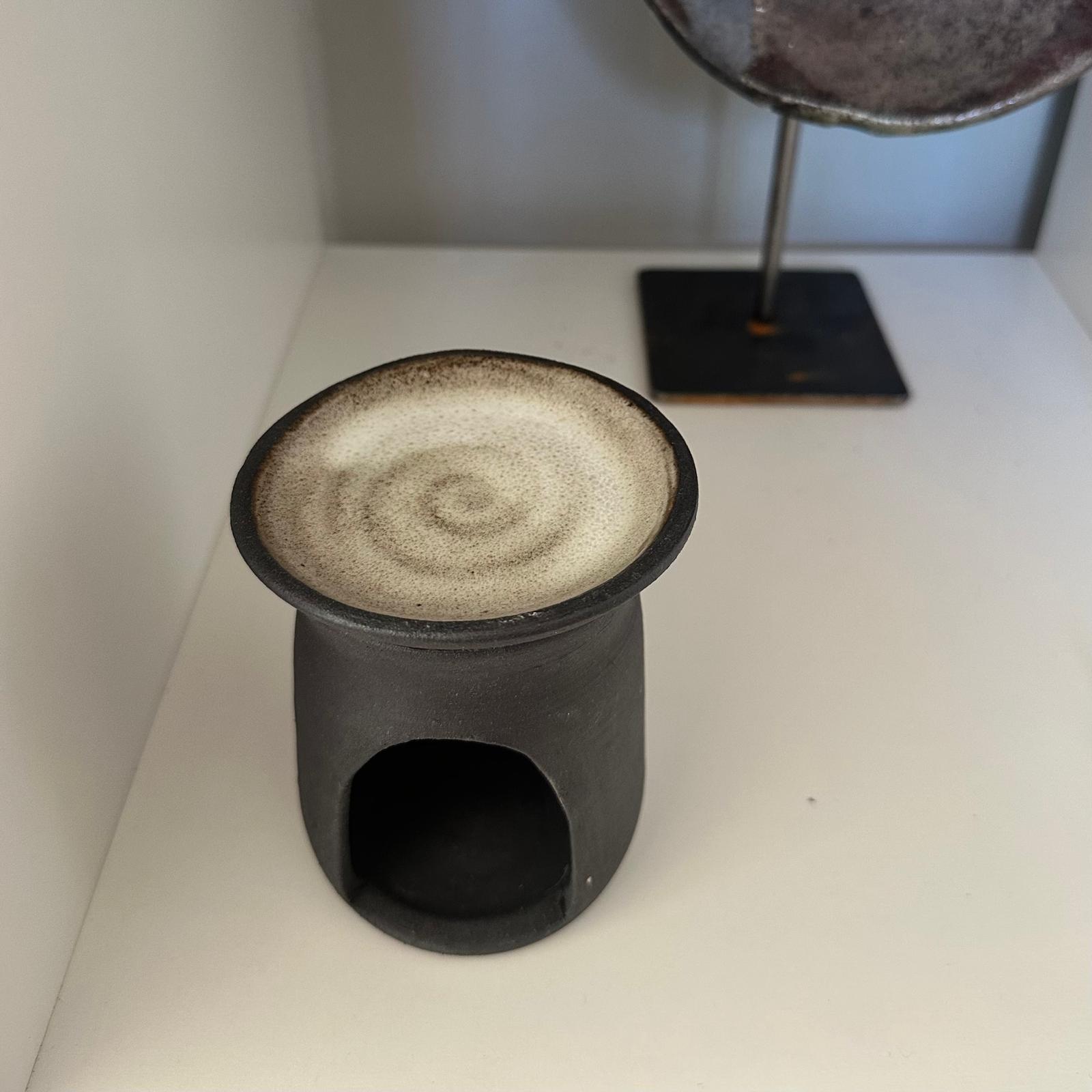 Duftlampe Schwarz - Windlicht mit separater Duftschale in weiß, von oben