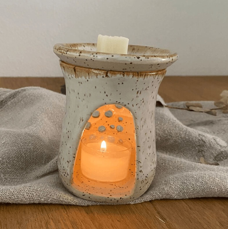 Duftlampe aus Keramik, Aromalampe mit Duftmelts, weiß