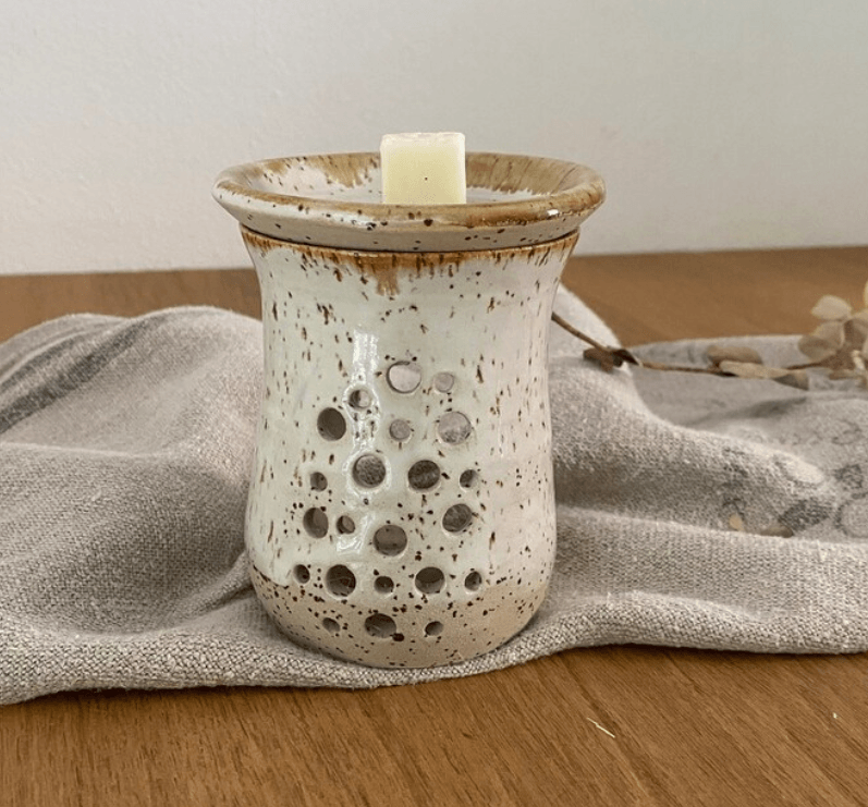 Duftlampe aus Keramik, Aromalampe mit Duftmelts, weiß