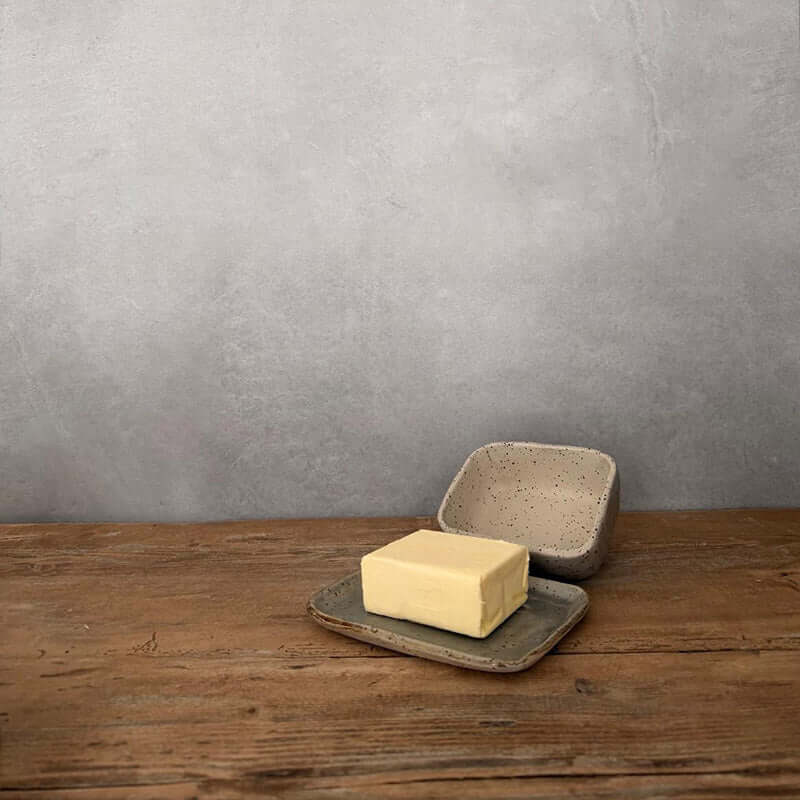 BOHEMIAN Grey Keramik Butterdose eckig - FRANZARTKERAMIK
