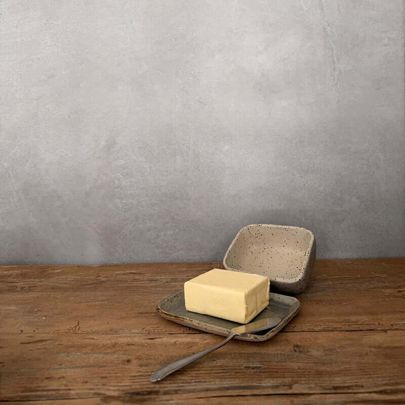 BOHEMIAN Grey Keramik Butterdose eckig - FRANZARTKERAMIK