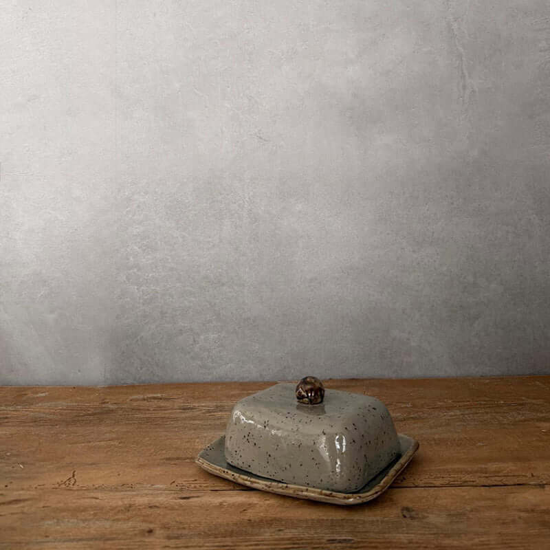 BOHEMIAN Grey Keramik Butterdose eckig - FRANZARTKERAMIK