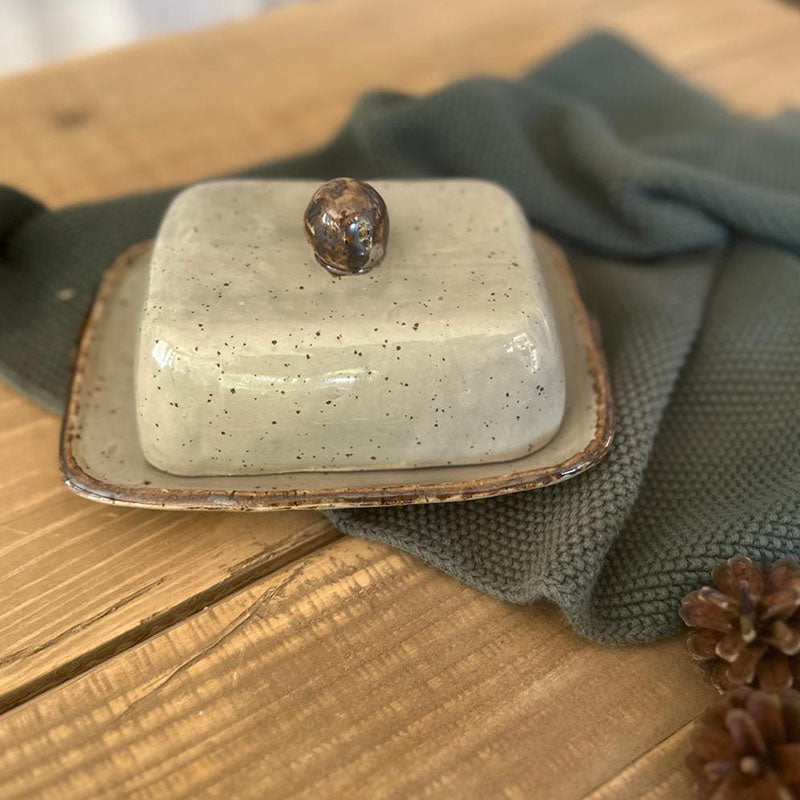 Butterdose Keramik in grau