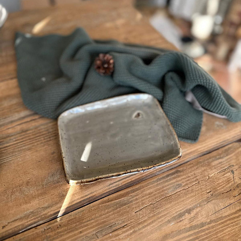 Geöffnete Butterdose BOHEMIAN Grey, eckige Unterplatte