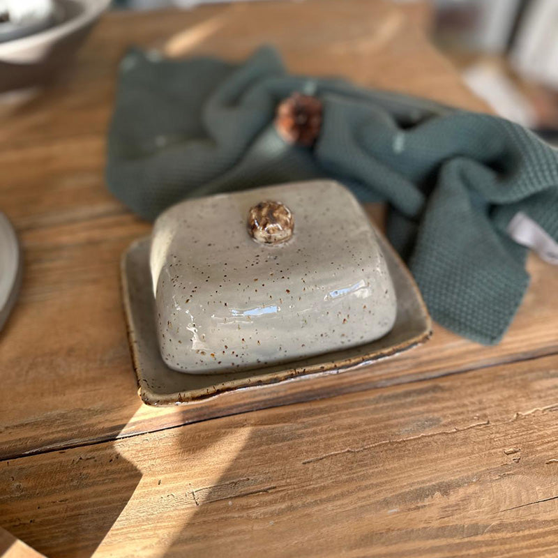 Keramik-Butterdose im Set: Platte und Deckel, BOHEMIAN Grey Kollektion