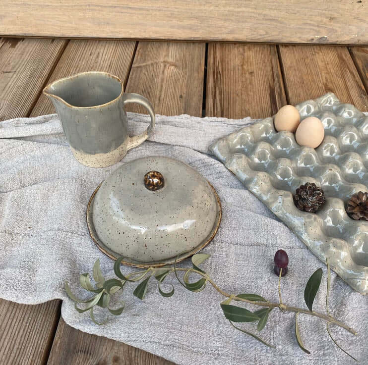 BOHEMIAN Grey Butterdose rund - FRANZARTKERAMIK