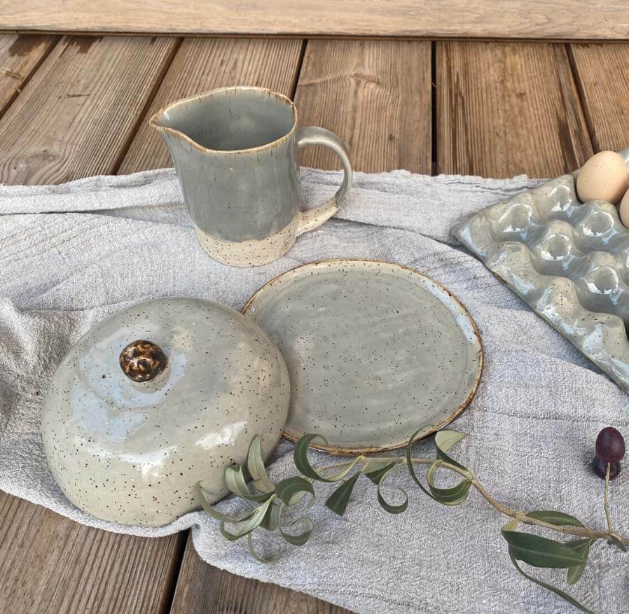 BOHEMIAN Grey Butterdose rund - FRANZARTKERAMIK