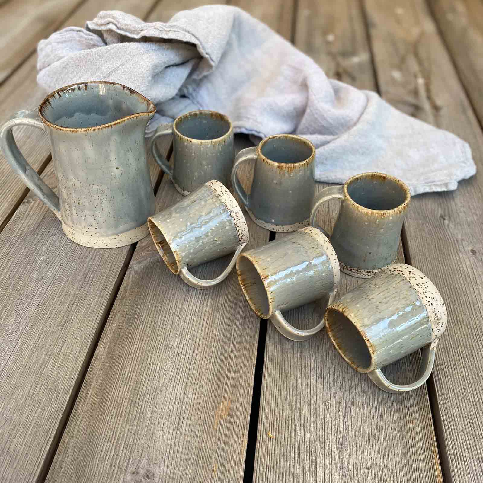 Keramikkrug und Henkelbecher in BOHEMIAN Grey von FRANZART Keramik