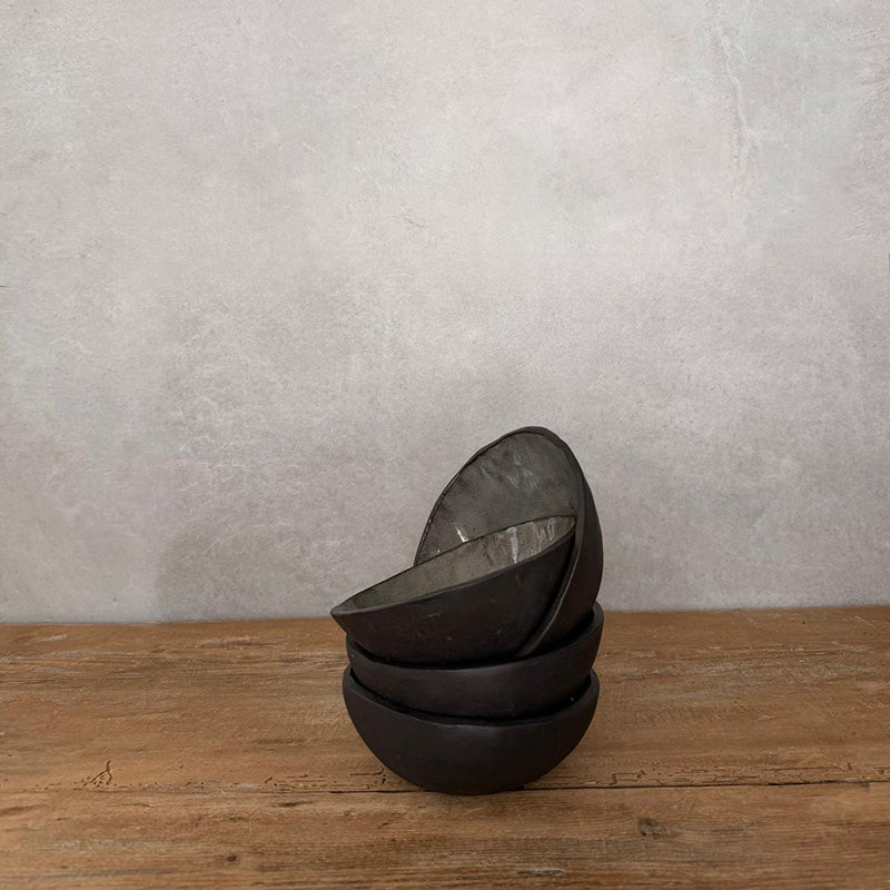 Stapel von 4 Keramikschüssel JOLO schwarz, Müslischüssel