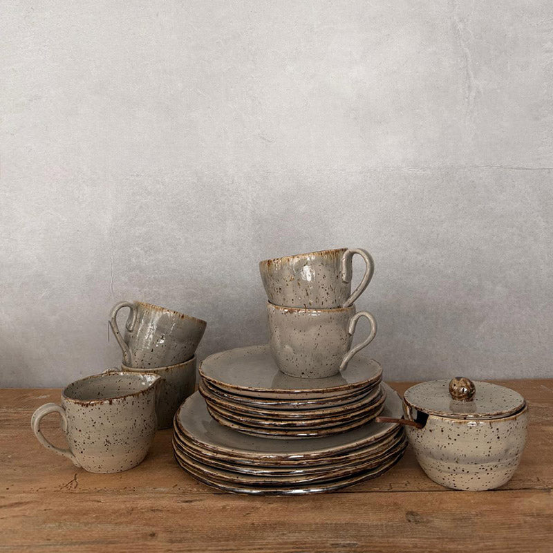 Kaffeegeschirr BOHEMIAN Grey mit Milchkännchen und Zuckerdose