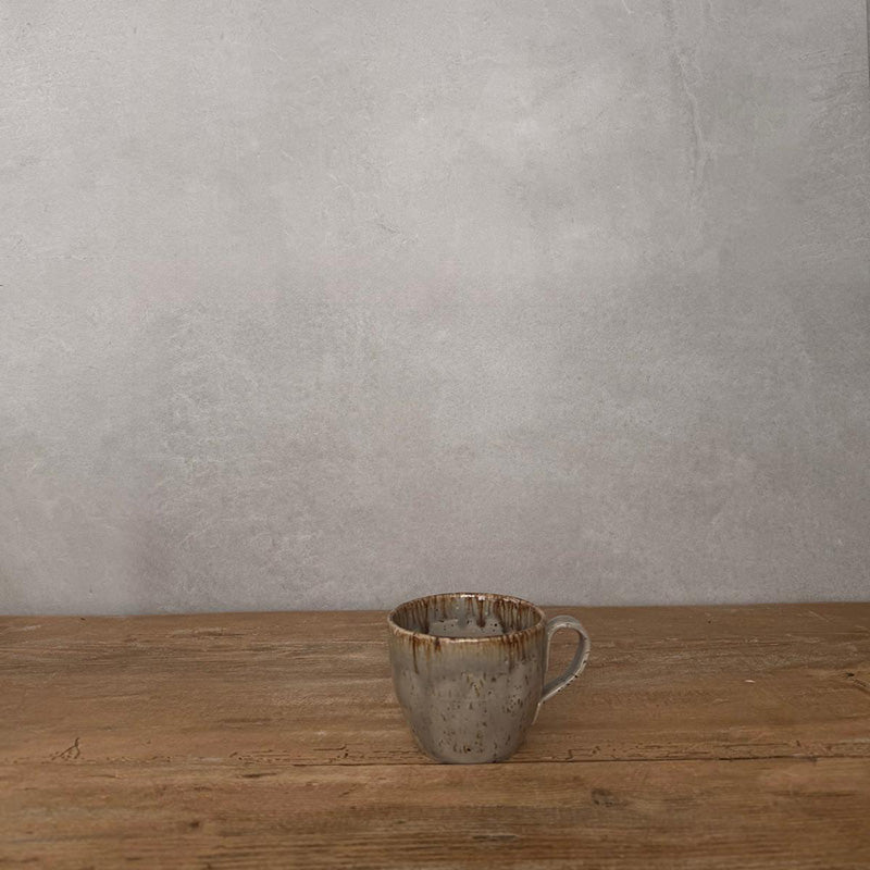 Keramiktasse, Fassungsvermögen 200 ml, grau mit braunem Rand