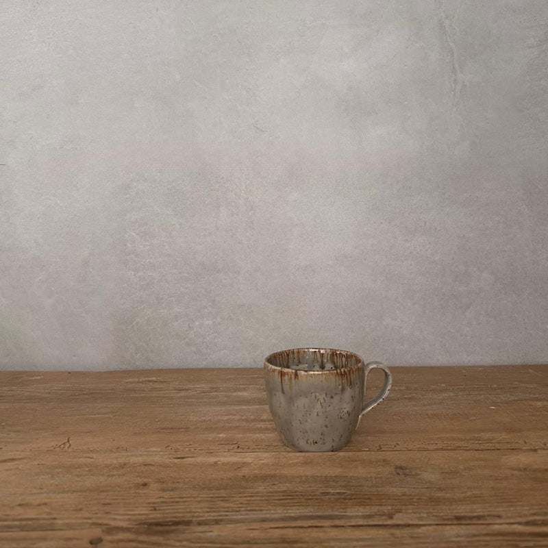 Keramiktasse, Fassungsvermögen 200 ml, grau mit braunem Rand