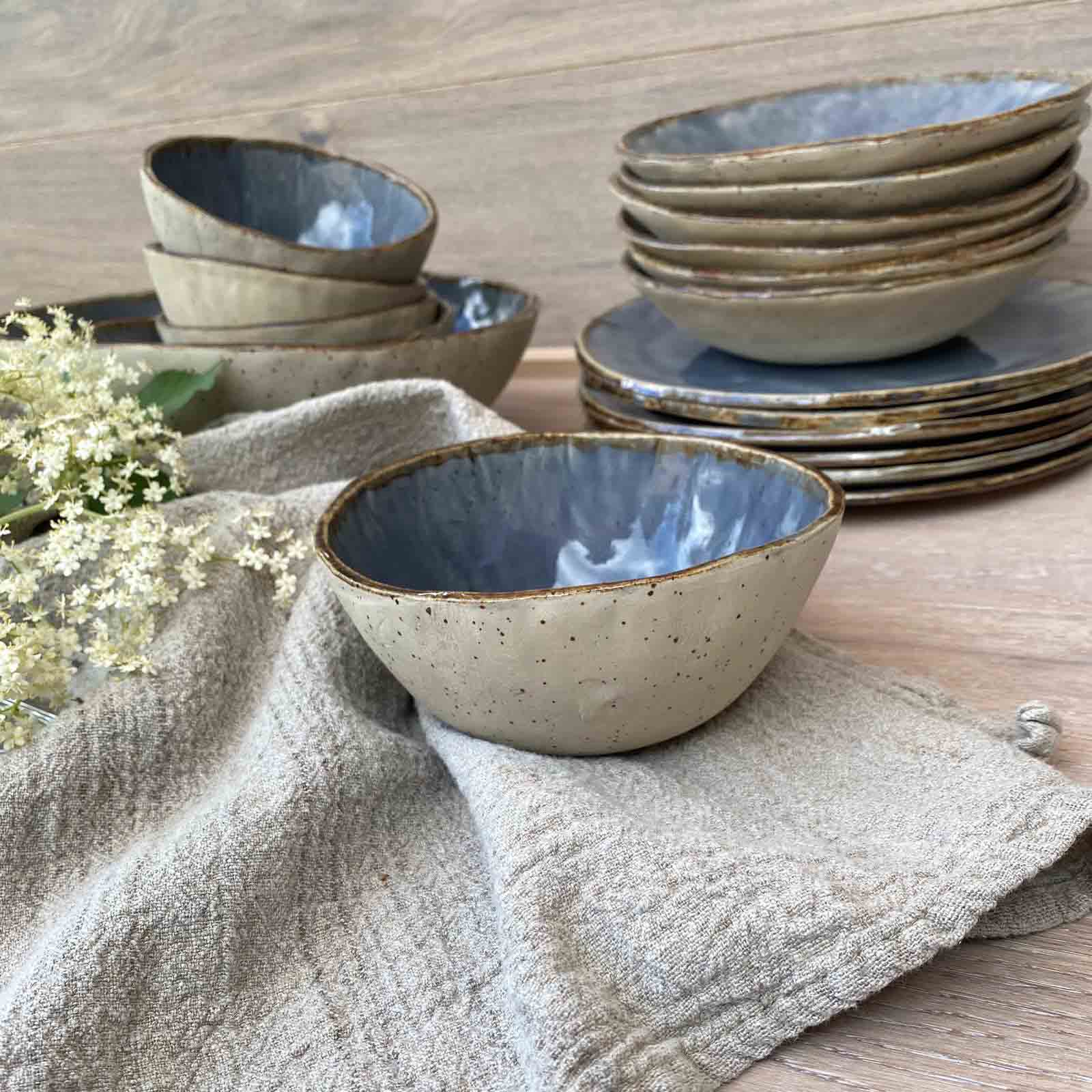 Müsli oder Salatschale aus Keramik, Bohemian Blue