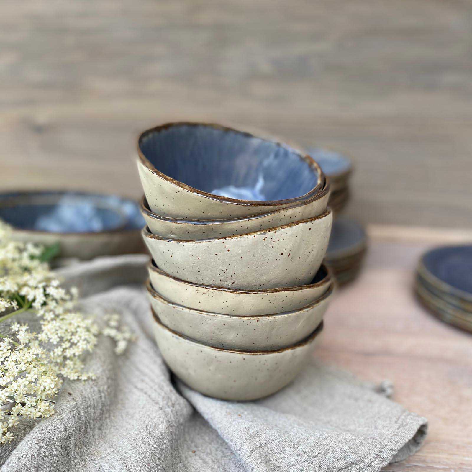 Müsli oder Salatschale aus Keramik, Bohemian Blue