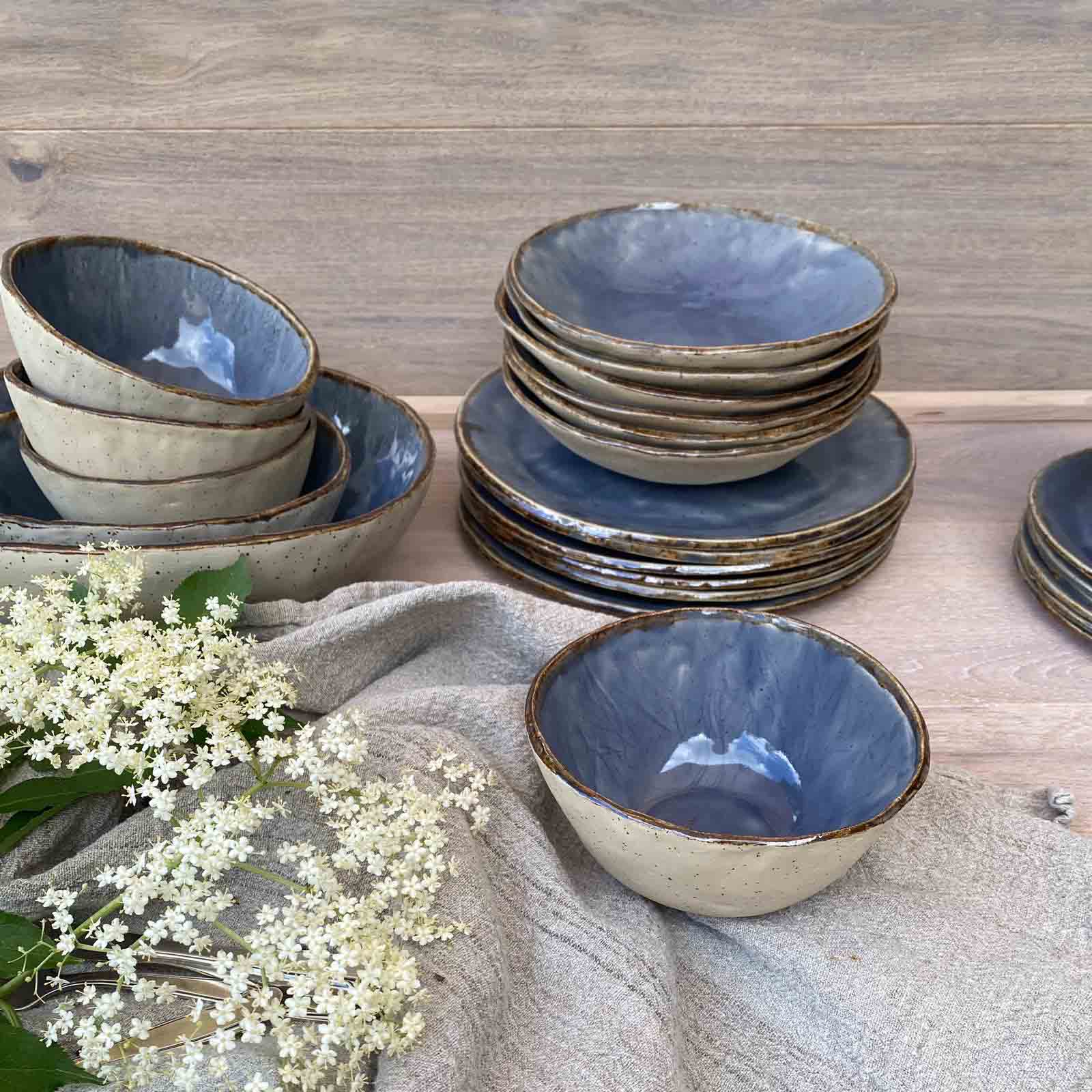 Müsli oder Salatschale aus Keramik, Bohemian Blue