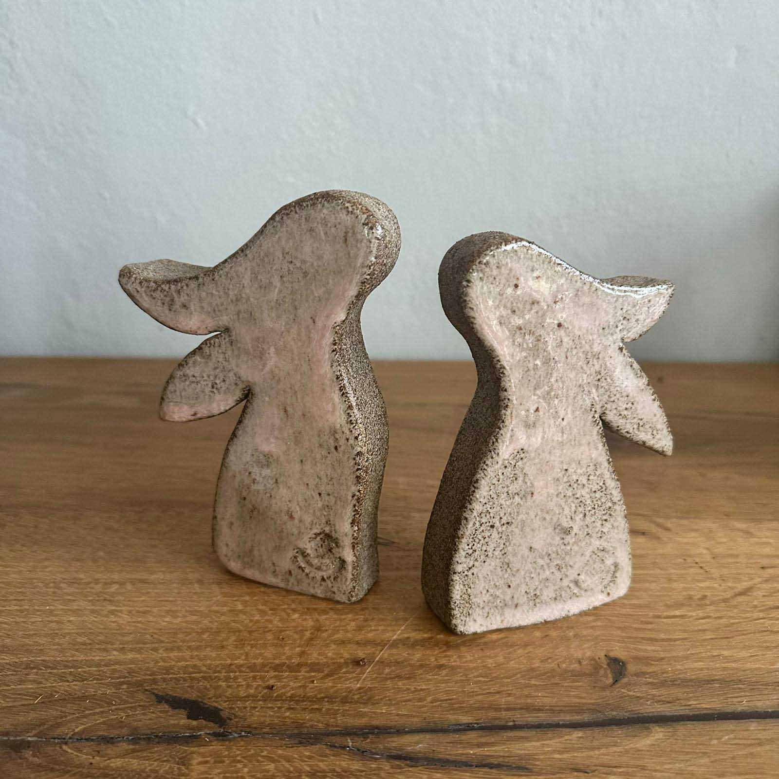 Keramikosterhase in rosa/grau
