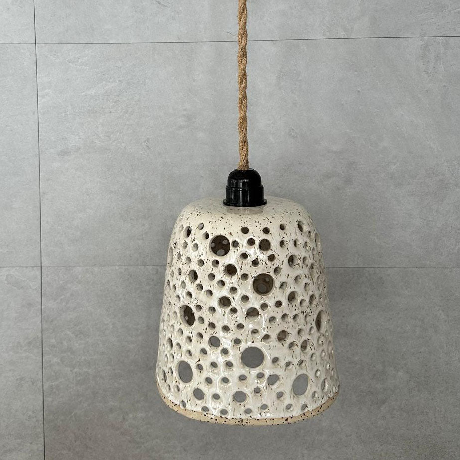 Steinzeug-Lampenschirm mit Sternenprojektion, BOHEMIAN White, Retro Bakelit schwarz