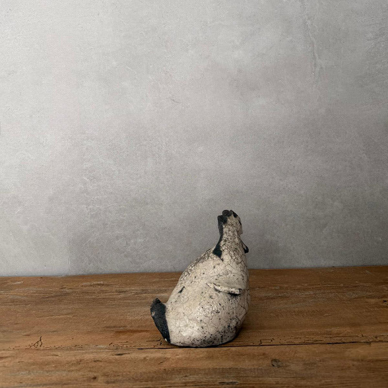 Weißes Huhn aus Rakukeramik, Höhe: 15 cm, Breite: 13 cm, Tiefe: 17 cm, Ansicht von hinten