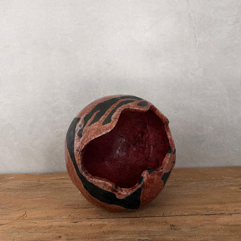 Kugelvase, rot, Rakukeramik - FRANZARTKERAMIK