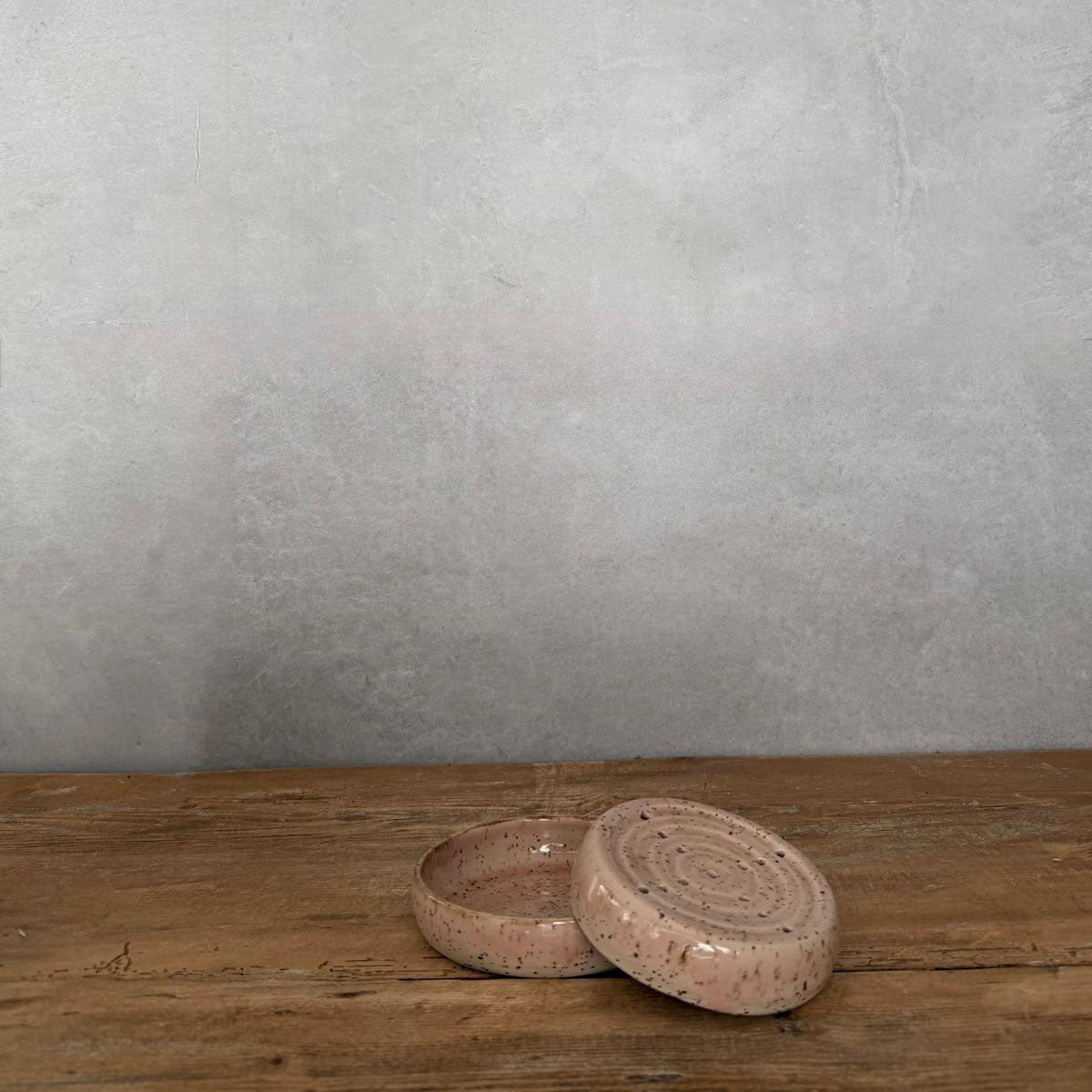 Keramik Seifenschale mit Unterschale, rosa - FRANZARTKERAMIK