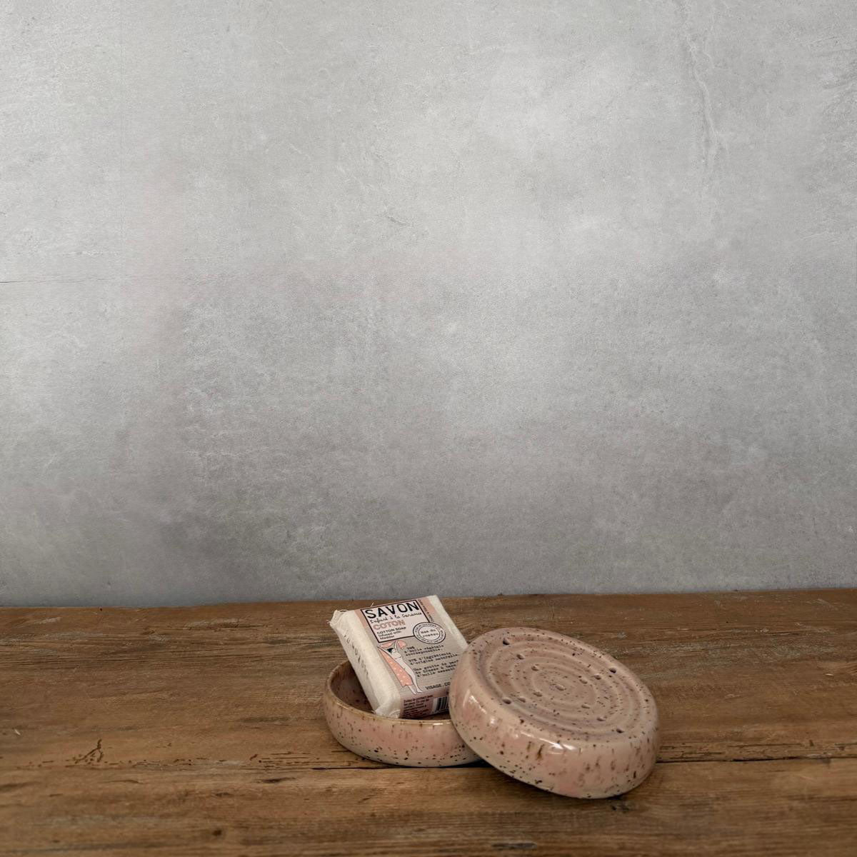 Keramik Seifenschale mit Unterschale, rosa - FRANZARTKERAMIK