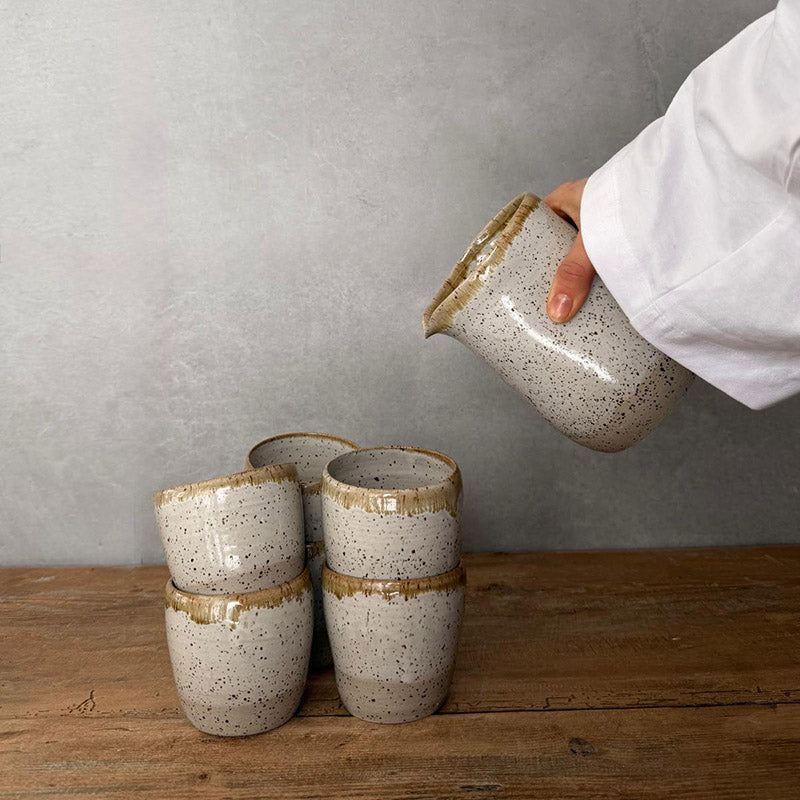 BOHEMIAN White Becherset mit Krug - FRANZARTKERAMIK