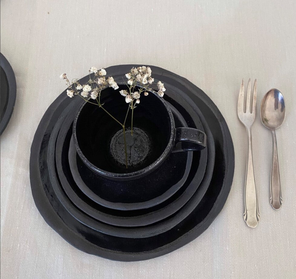 Keramiktasse zur Serie Jolo schwarz, schwarze Glasur, glänzend