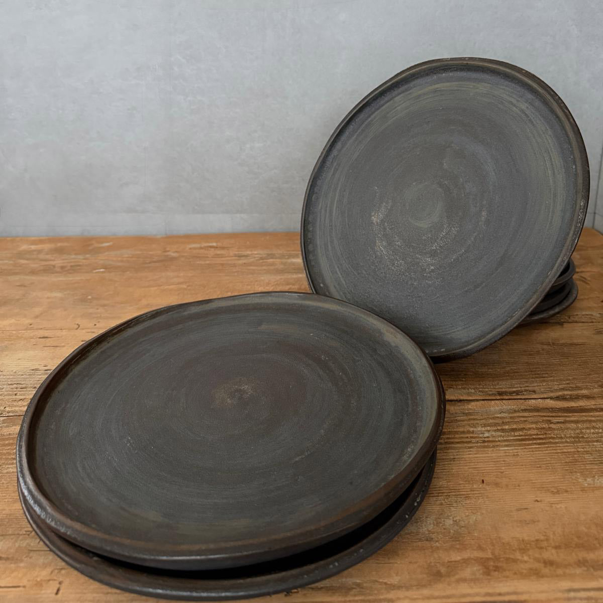 4 Keramikessteller, 27 cm, anthrazitbraun, AREIA Negra Design von FRANZART Keramik