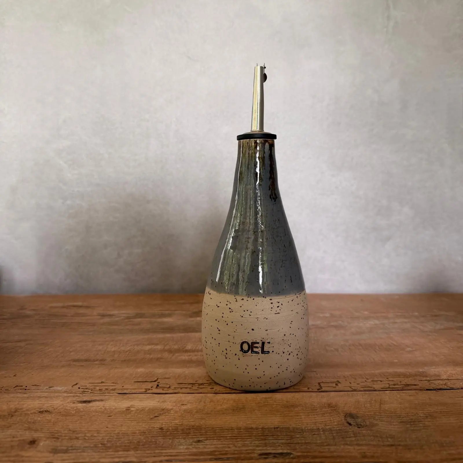 Keramik Ölspender BOHEMIAN Blue, handgedreht, eingestempelt OEL, FRANZART