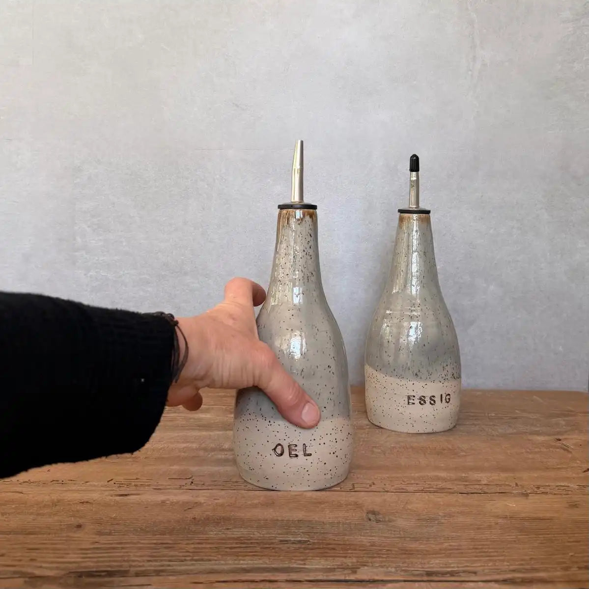 BOHEMIAN Grey Keramik Öl- & Essigspender – 400 ml Einzeln oder Set