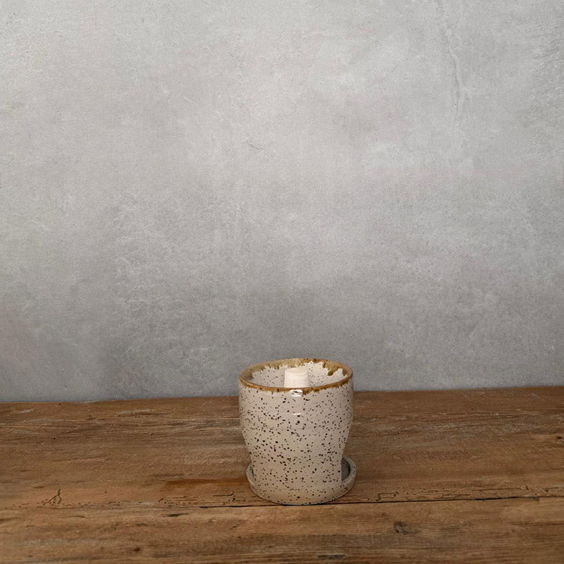 Duftlampe BOHEMIAN White mit braunem Rand - einteilig - FRANZARTKERAMIK