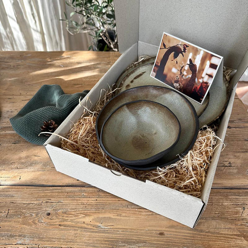 FRANZART Speiseset im Geschenkkarton mit Holzwolle, ideal als nachhaltiges Weihnachtsgeschenk