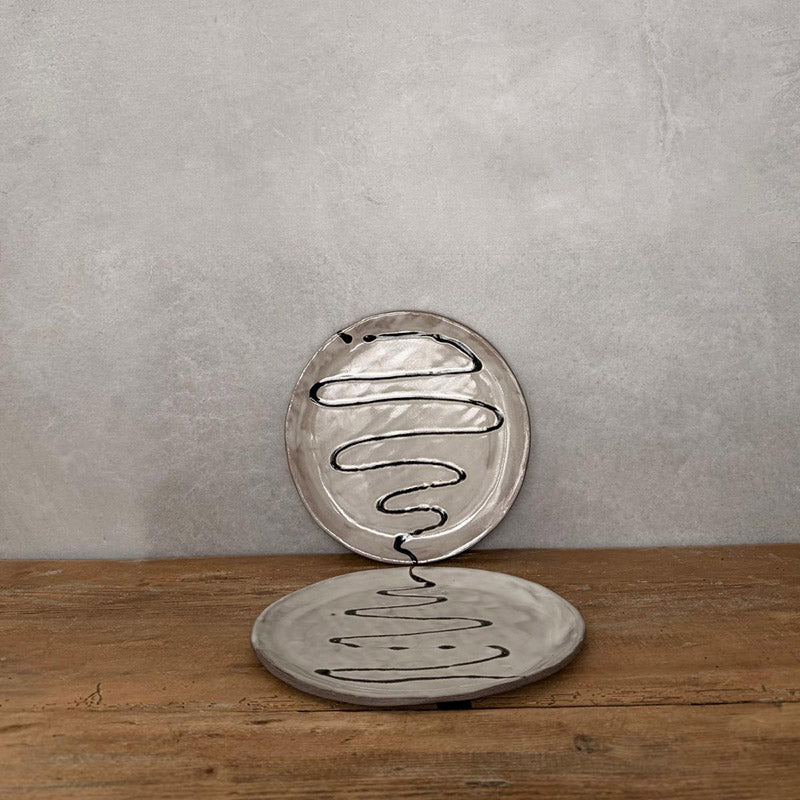 JOLO schwarz/weiß Keramikteller groß - FRANZARTKERAMIK