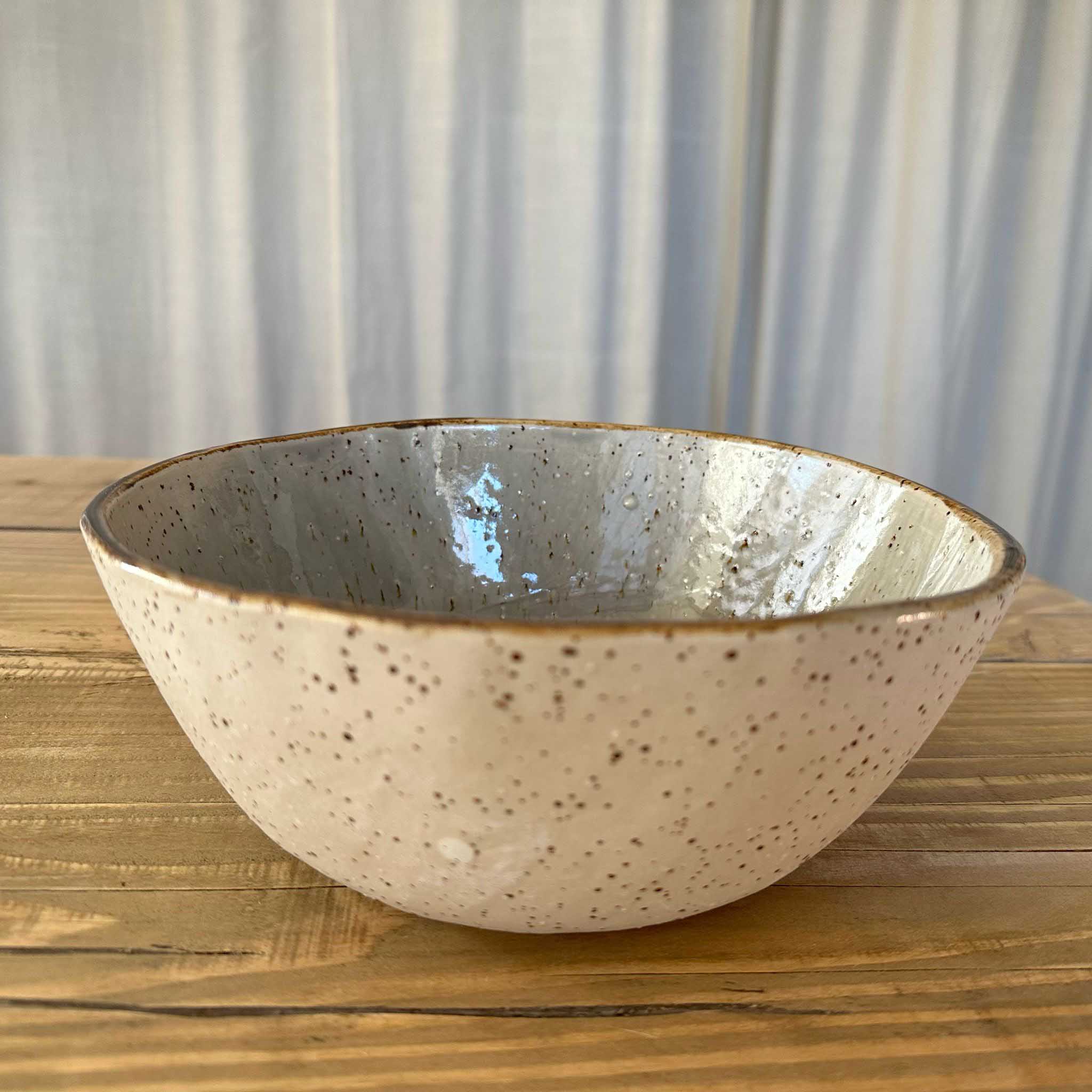 Bowl, Mueslischale, Salatschale, Fassungsvermögen 500 ml, grau mit braunem Rand