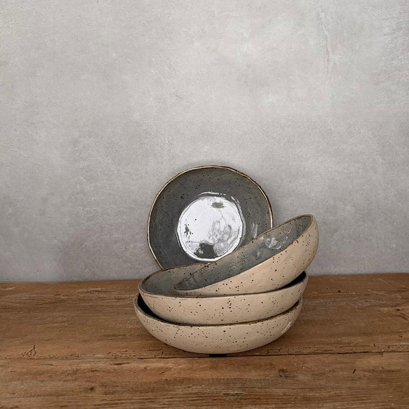 4 x Suppenschale, Suppenteller, Keramik, BOHEMIAN Blue