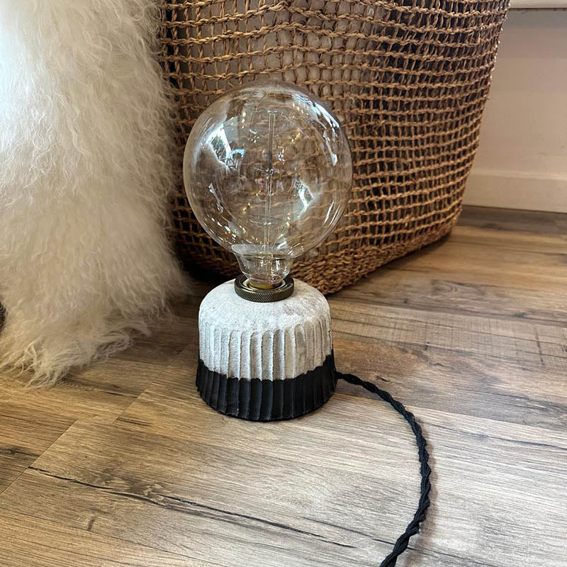 Keramik Tischlampe handgemacht - zweifarbiges Steinzeug mit Textilkabel