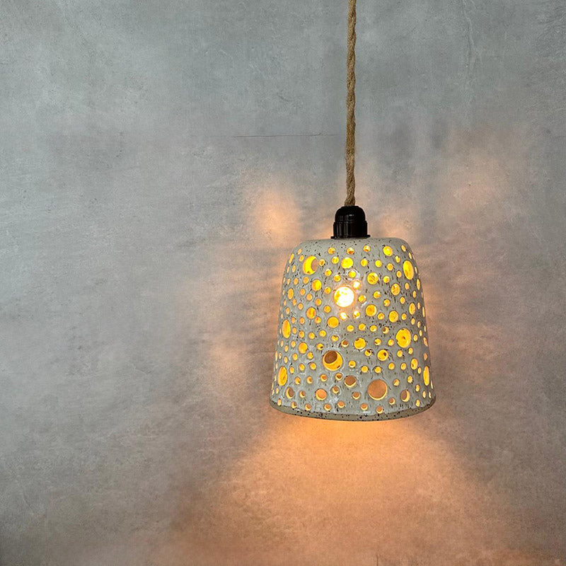 BOHEMIAN White Loch-Lampe, hohe Keramik-Pendelleuchte - FRANZARTKERAMIK