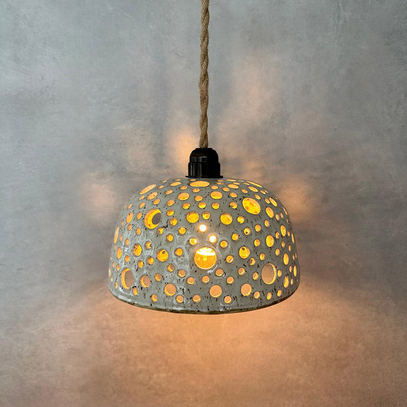 Keramikhängelampe mit Löchern - Pendelleuchte, Deckenlampe - FRANZARTKERAMIK