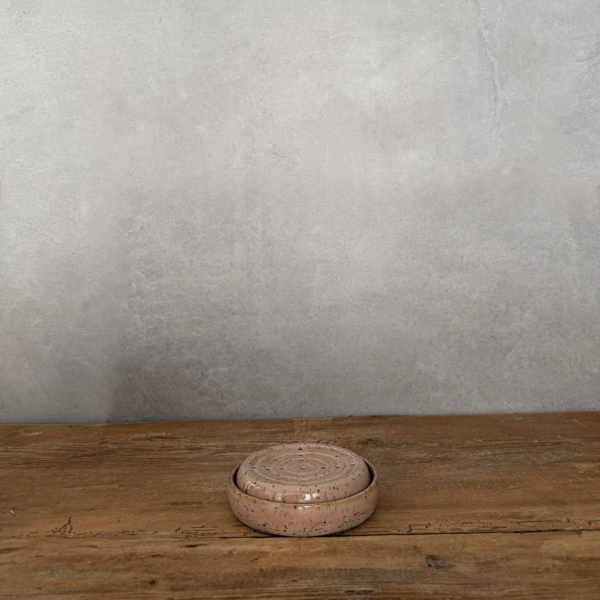 Keramik Seifenschale mit Unterschale, rosa - FRANZARTKERAMIK