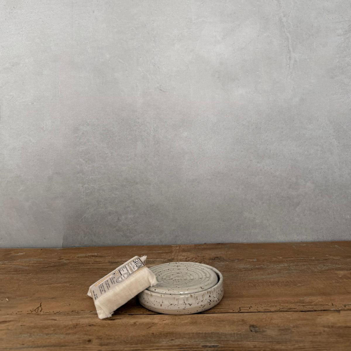 Keramik Seifenschale mit Unterschale, weiß - FRANZARTKERAMIK