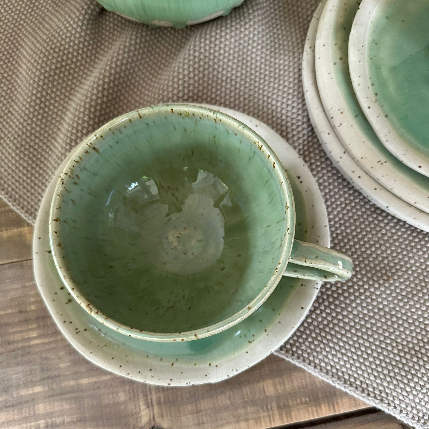 GREEN TEA Teetasse mit Tellerset