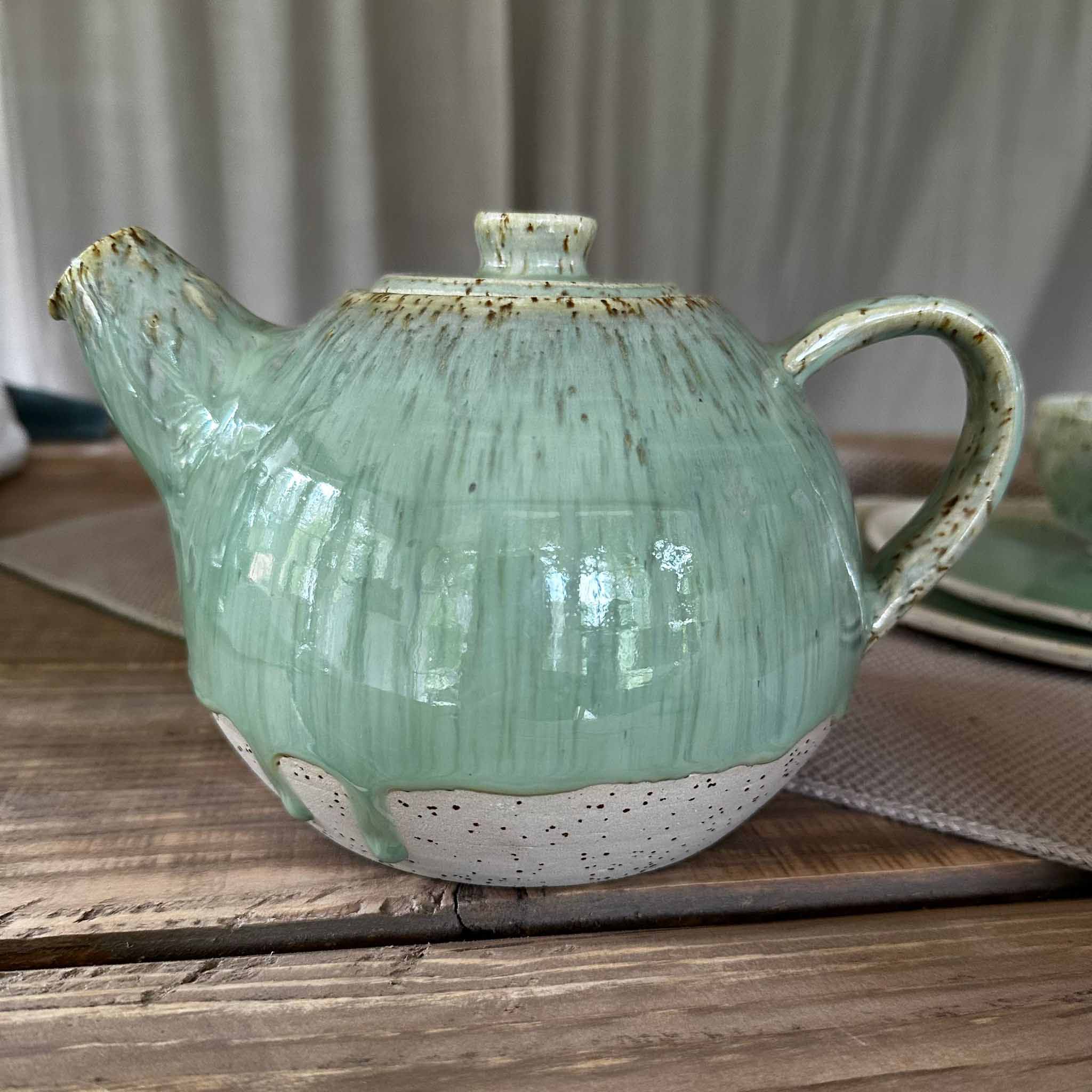 GREEN TEA Teekanne – Handgefertigt, Unikat, ca. 6 Tassen