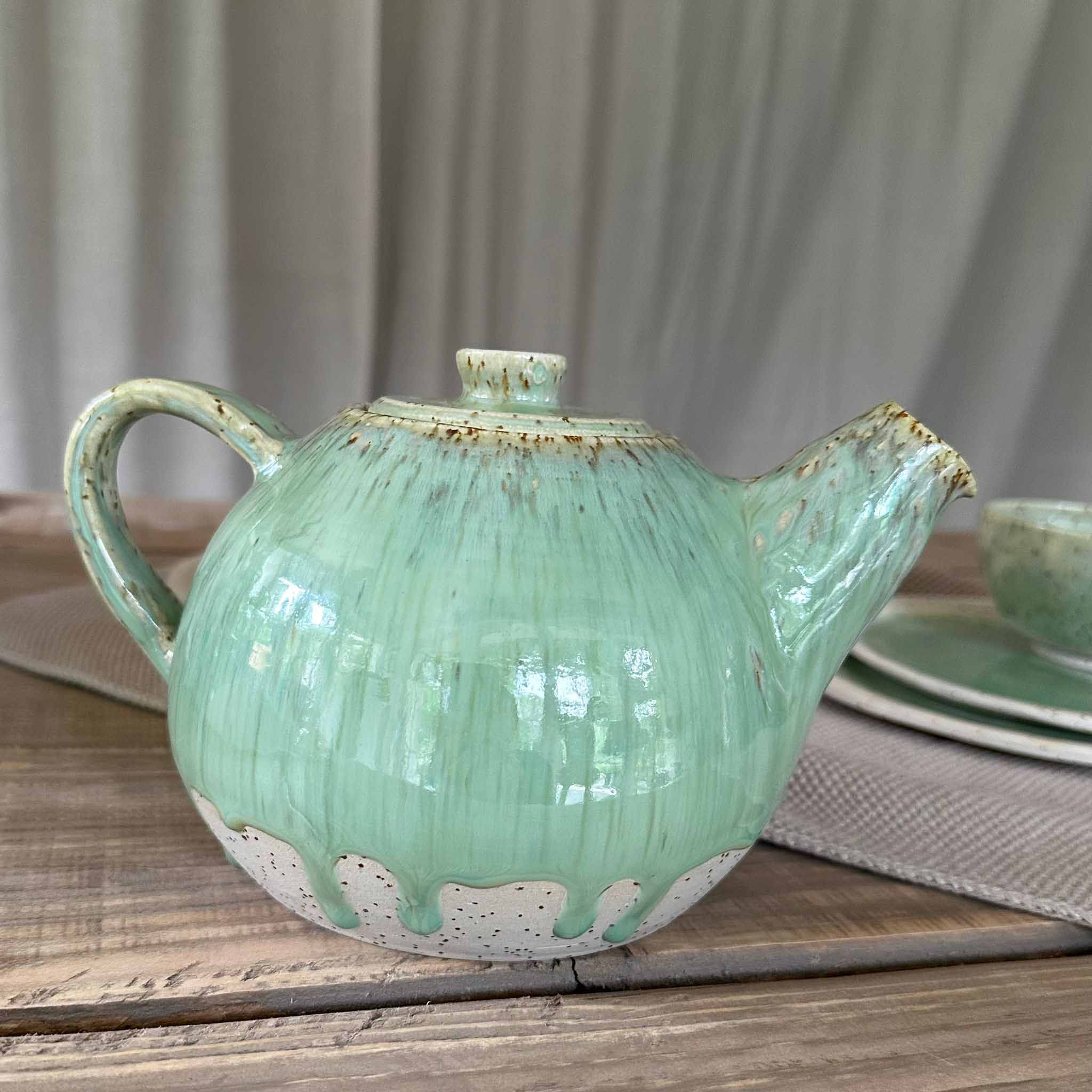 Keramikteekanne, ca. für & Tassen, in GREEN Tea Optik von FRANZART Keramik